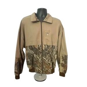 Cabela's‎ Mens Hunting Jacket Brown Camouflage Pockets Front Zipper Collared XL